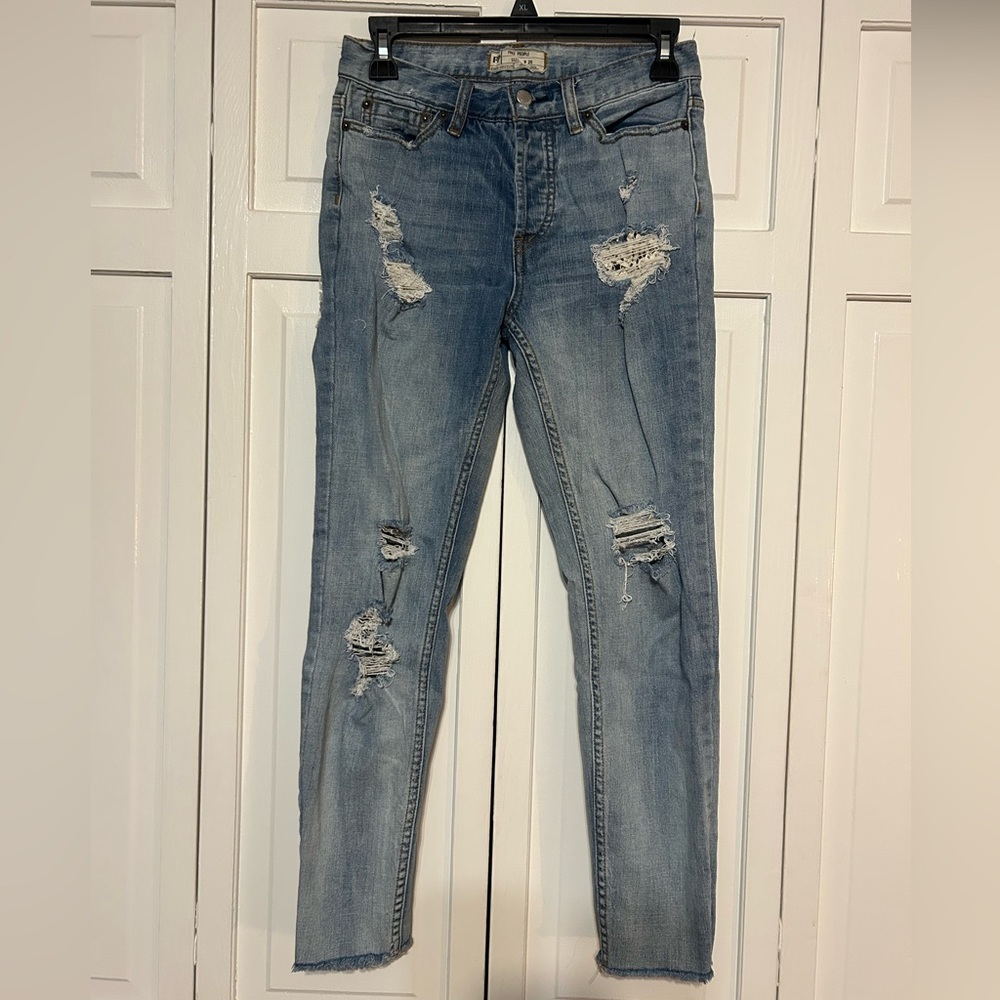 Free People Light Blue Distressed Skinny Jeans